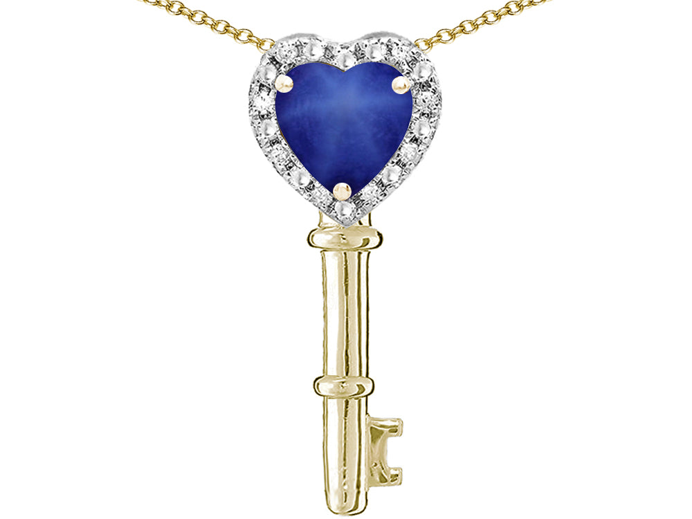 Star K  Key to My Heart Pendant Necklace with Created Star Sapphire