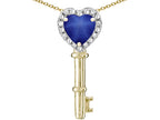 Star K  Key to My Heart Pendant Necklace with Created Star Sapphire