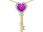 Star K  Key to My Heart Pendant Necklace with Created Star Ruby