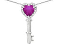 Star K  Key to My Heart Pendant Necklace with Created Star Ruby