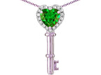 Star K  Key to My Heart Pendant Necklace with Simulated Emerald