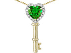 Star K  Key to My Heart Pendant Necklace with Simulated Emerald