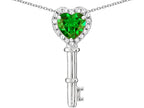 Star K  Key to My Heart Pendant Necklace with Simulated Emerald