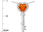 Star K  Key to My Heart Pendant Necklace with Simulated Orange Mexican Fire Opal