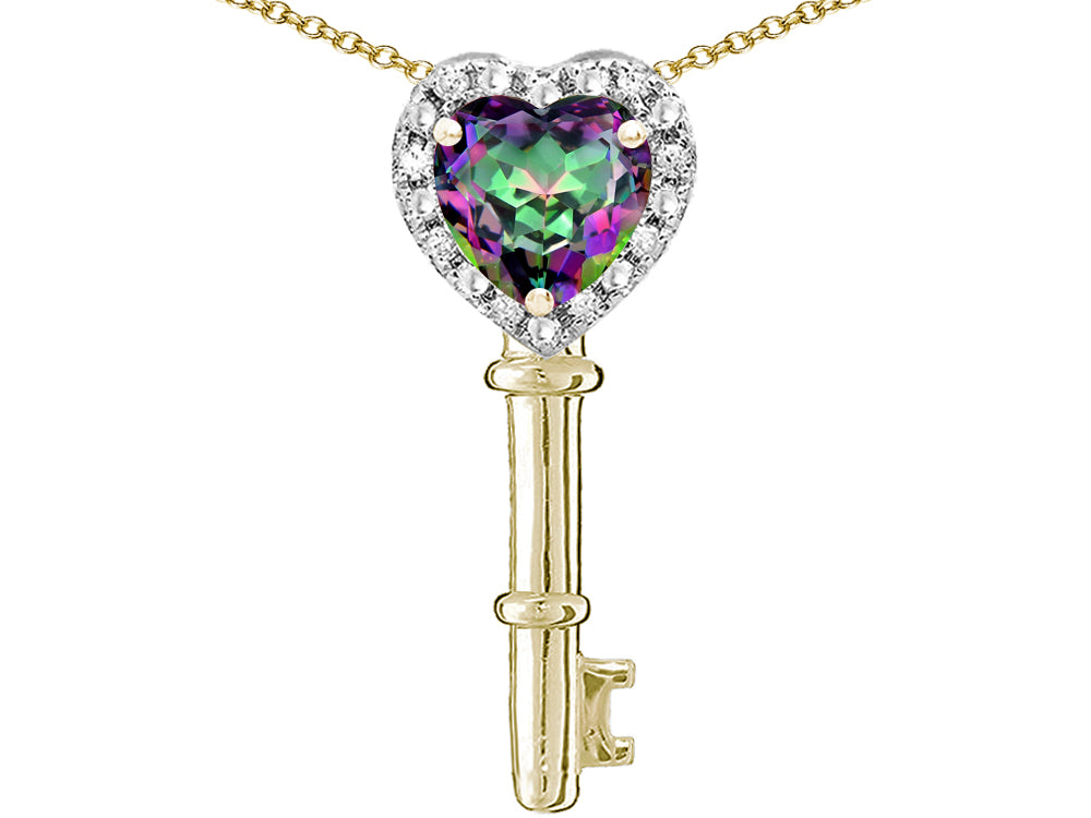 Star K  Key to My Heart Pendant Necklace with Rainbow Mystic Topaz