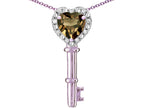 Star K  Key to My Heart Pendant Necklace with Genuine Smoky Quartz