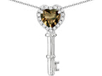 Star K  Key to My Heart Pendant Necklace with Genuine Smoky Quartz