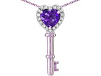 Star K  Key to My Heart Pendant Necklace with Genuine Amethyst