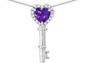 Star K  Key to My Heart Pendant Necklace with Genuine Amethyst