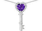 Star K  Key to My Heart Pendant Necklace with Genuine Amethyst