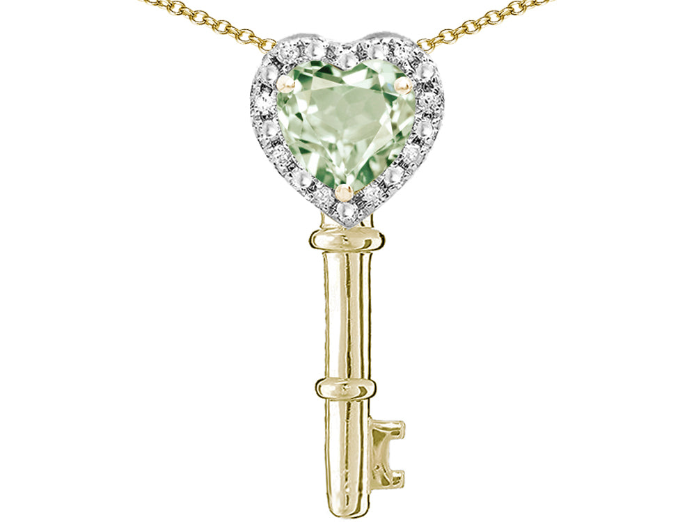 Star K  Key to My Heart Pendant Necklace with Genuine Green Amethyst