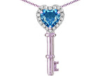 Star K  Key to My Heart Pendant Necklace with Genuine Blue Topaz