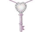 Star K  Key to My Heart Pendant Necklace with Genuine Opal