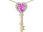 Star K  Key to My Heart Pendant Necklace with Created Pink Sapphire
