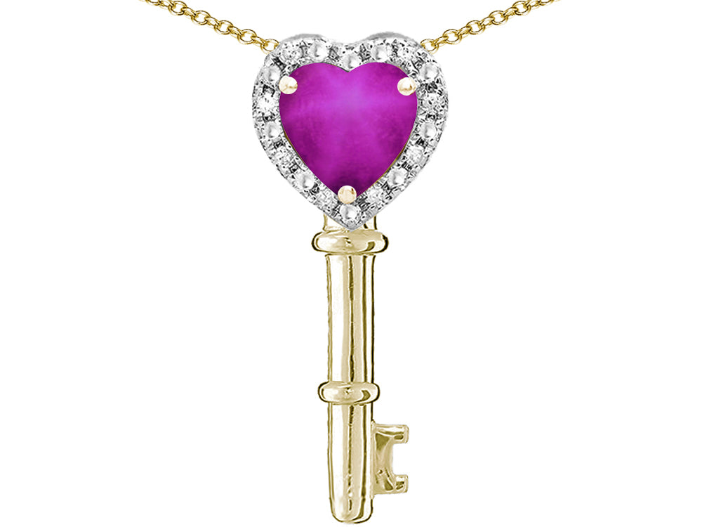 Star K  Key to My Heart Pendant Necklace with Created Star Ruby