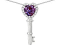 Star K  Key to My Heart Pendant Necklace with Simulated Alexandrite