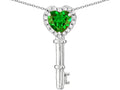 Star K  Key to My Heart Pendant Necklace with Simulated Emerald
