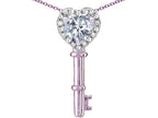 Star K  Key to My Heart Pendant Necklace with Genuine White Topaz