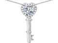 Star K  Key to My Heart Pendant Necklace with Genuine White Topaz