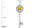 Star K  Key to my Heart Clover Key Pendant Necklace with Round Genuine Citrine