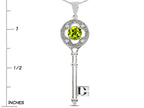 Star K  Key to my Heart Clover Key Pendant Necklace with Round Genuine Peridot