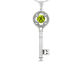 Star K  Key to my Heart Clover Key Pendant Necklace with Round Genuine Peridot