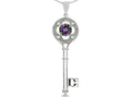 Star K  Key to my Heart Clover Key Pendant Necklace with Round Rainbow Mystic Topaz