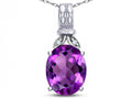 Star K  Oval 10x8 Genuine Amethyst Fashion Pendant Necklace