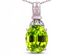 Star K  Oval 10x8 Genuine Peridot Fashion Pendant Necklace