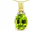 Star K  Oval 10x8 Genuine Peridot Fashion Pendant Necklace