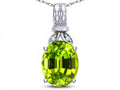 Star K  Oval 10x8 Genuine Peridot Fashion Pendant Necklace