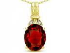 Star K  Oval 10x8 Genuine Garnet Fashion Pendant Necklace