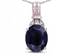 Star K  Oval 10x8 Genuine Black Sapphire Fashion Pendant Necklace