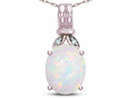 Star K  Oval 10x8 Genuine Opal Fashion Pendant Necklace