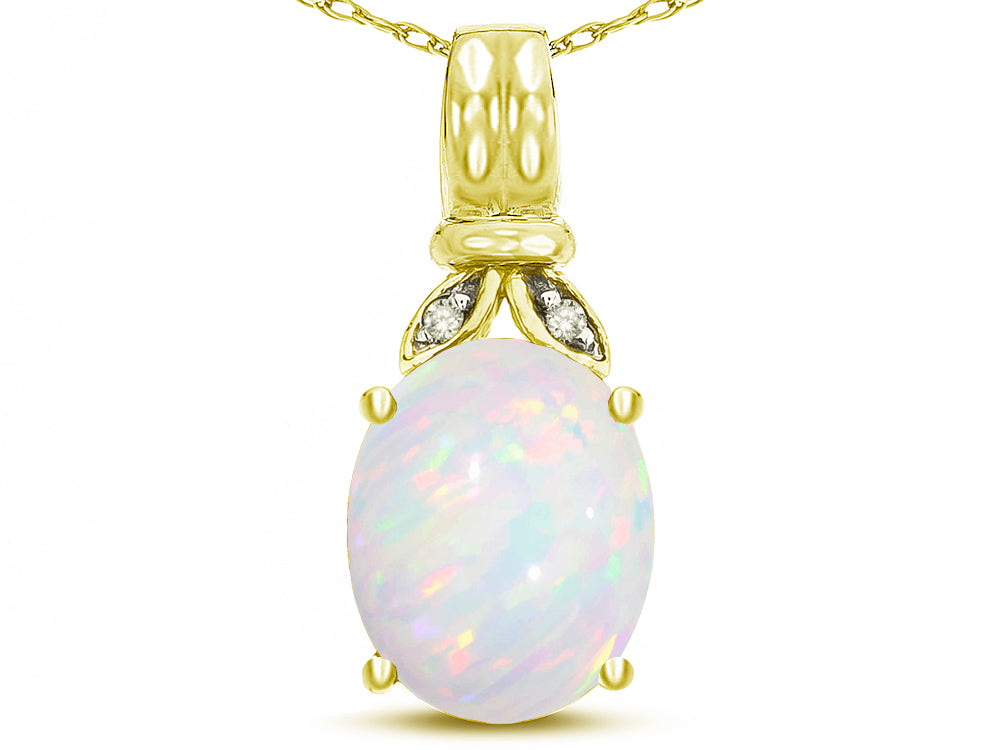 Star K  Oval 10x8 Genuine Opal Fashion Pendant Necklace