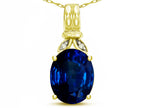 Star K  Oval 10x8 Created Sapphire Fashion Pendant Necklace