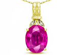 Star K  Oval 10x8 Simulated Pink Tourmaline Fashion Pendant Necklace