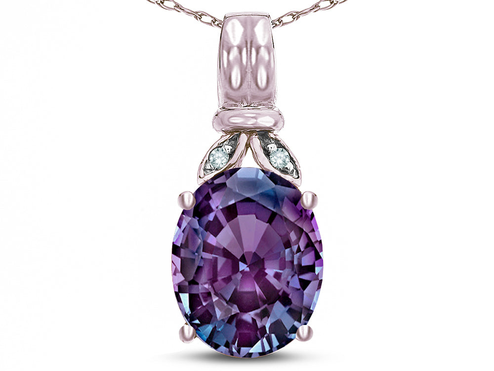 Star K  Oval 10x8 Simulated Alexandrite Fashion Pendant Necklace