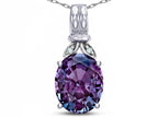 Star K  Oval 10x8 Simulated Alexandrite Fashion Pendant Necklace