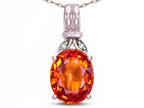 Star K  Oval 10x8 Simulated Orange Mexican Fire Opal Fashion Pendant Necklace