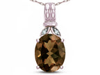 Star K  Oval 10x8 Genuine Smoky Quartz Fashion Pendant Necklace