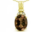Star K  Oval 10x8 Genuine Smoky Quartz Fashion Pendant Necklace