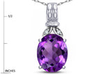 Star K  Oval 10x8 Genuine Amethyst Fashion Pendant Necklace