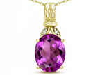 Star K  Oval 10x8 Genuine Amethyst Fashion Pendant Necklace