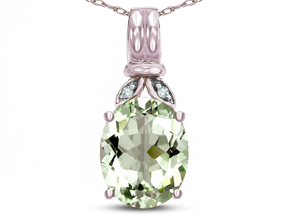 Star K  Oval 10x8 Genuine Green Amethyst Fashion Pendant Necklace