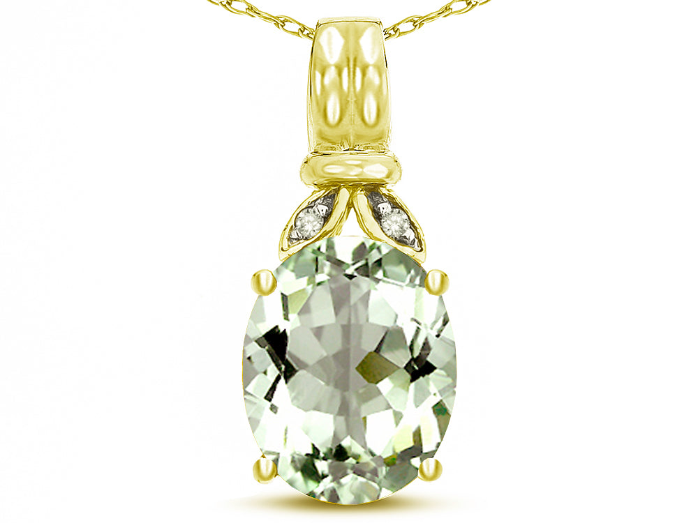 Star K  Oval 10x8 Genuine Green Amethyst Fashion Pendant Necklace