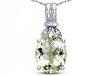Star K  Oval 10x8 Genuine Green Amethyst Fashion Pendant Necklace