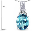 Star K  Oval 10x8 Genuine Blue Topaz Fashion Pendant Necklace