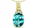 Star K  Oval 10x8 Genuine Blue Topaz Fashion Pendant Necklace