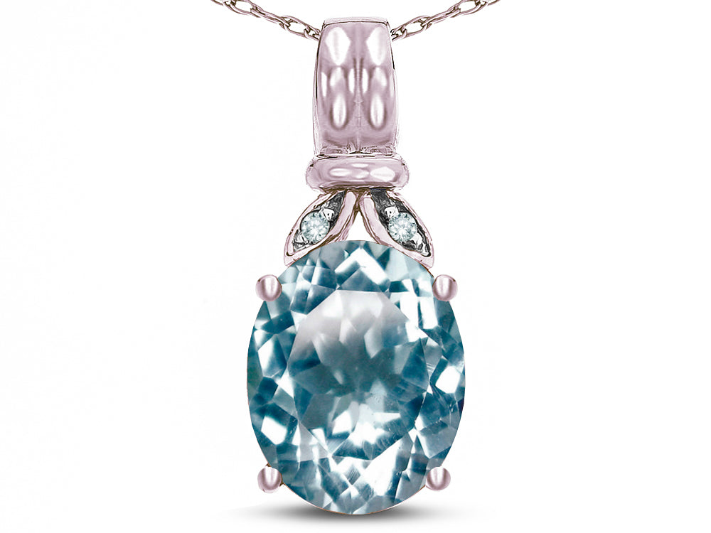 Star K  Oval 10x8 Genuine Sky Blue Topaz Fashion Pendant Necklace